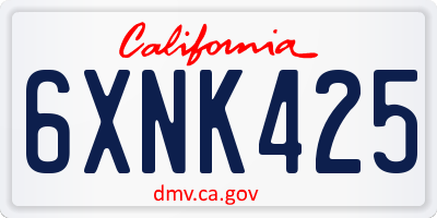CA license plate 6XNK425