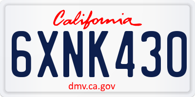 CA license plate 6XNK430