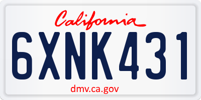 CA license plate 6XNK431