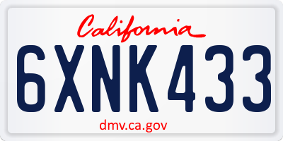 CA license plate 6XNK433