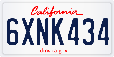 CA license plate 6XNK434