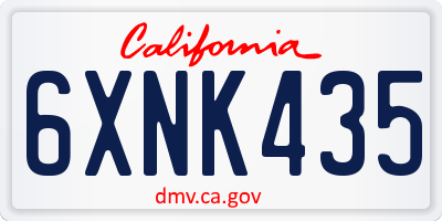 CA license plate 6XNK435