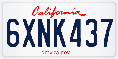 CA license plate 6XNK437