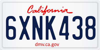 CA license plate 6XNK438