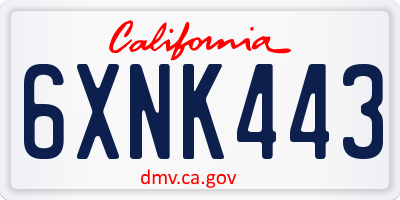 CA license plate 6XNK443