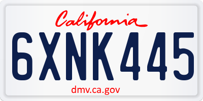 CA license plate 6XNK445