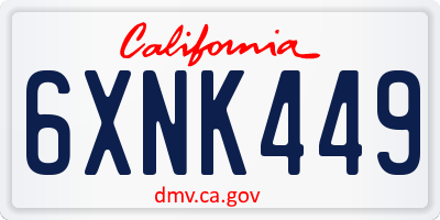 CA license plate 6XNK449