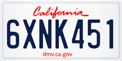 CA license plate 6XNK451