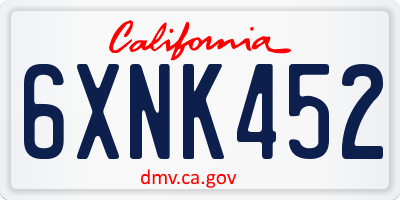 CA license plate 6XNK452