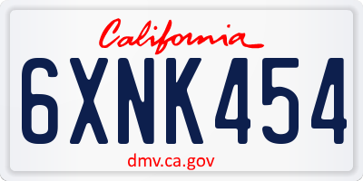 CA license plate 6XNK454