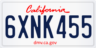 CA license plate 6XNK455