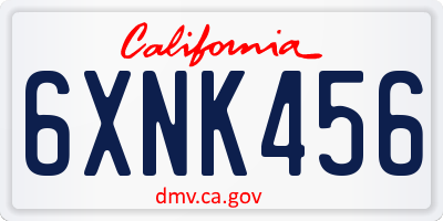 CA license plate 6XNK456