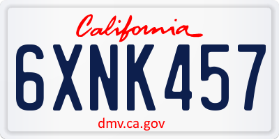 CA license plate 6XNK457
