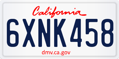 CA license plate 6XNK458