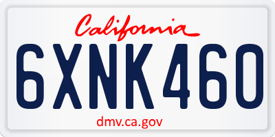 CA license plate 6XNK460