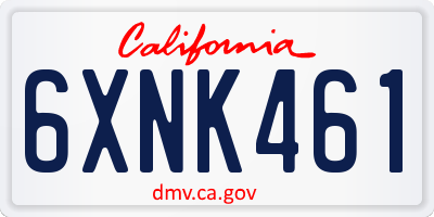 CA license plate 6XNK461