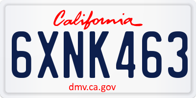 CA license plate 6XNK463