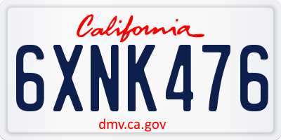 CA license plate 6XNK476