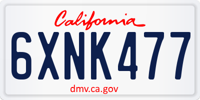 CA license plate 6XNK477