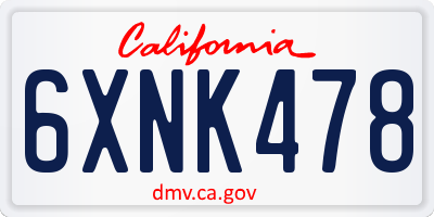 CA license plate 6XNK478