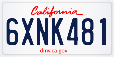 CA license plate 6XNK481