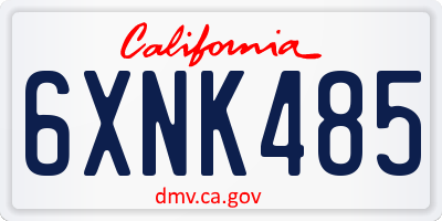 CA license plate 6XNK485