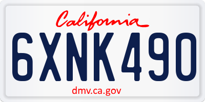 CA license plate 6XNK490