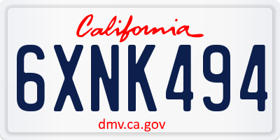 CA license plate 6XNK494