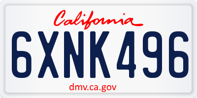CA license plate 6XNK496
