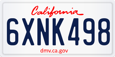 CA license plate 6XNK498