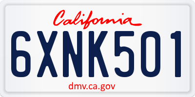 CA license plate 6XNK501