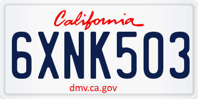 CA license plate 6XNK503