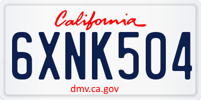 CA license plate 6XNK504