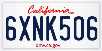 CA license plate 6XNK506