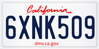 CA license plate 6XNK509