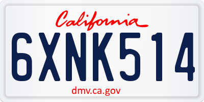 CA license plate 6XNK514
