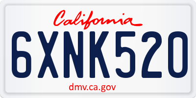 CA license plate 6XNK520