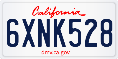 CA license plate 6XNK528