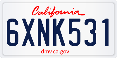 CA license plate 6XNK531