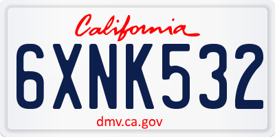 CA license plate 6XNK532