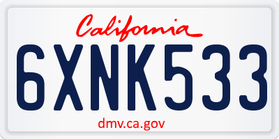 CA license plate 6XNK533