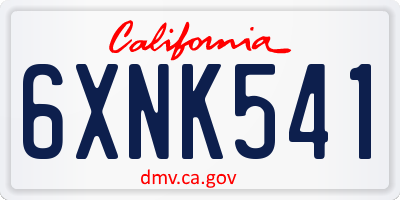 CA license plate 6XNK541