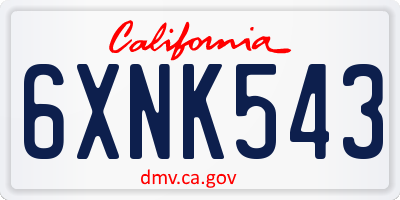 CA license plate 6XNK543