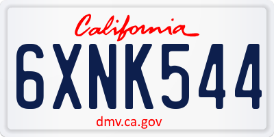 CA license plate 6XNK544