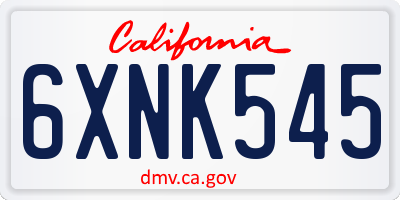 CA license plate 6XNK545