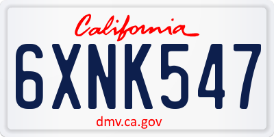 CA license plate 6XNK547