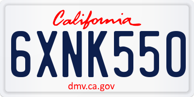 CA license plate 6XNK550