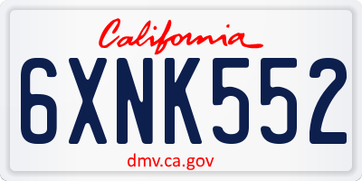 CA license plate 6XNK552