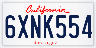 CA license plate 6XNK554