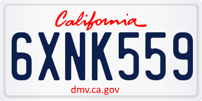 CA license plate 6XNK559